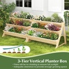 image:imageGiantex 3Tier Raised Garden Bed Wooden Vertical Planter Box with Storage Shelf 2 Hanging Hooks amp 3 Bed Liners AllWeather Freestanding Planter Elevated Raised Beds for Lawn Patio Natural