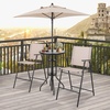 image:imageGiantex 4Piece Outdoor Bar Set Round High Top Bar Table with 2 Folding Counter Height Chairs amp Umbrella Patio Bistro Table Set with Tempered Glass Top for Garden Porch Poolside Beige