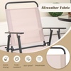 image:imageGiantex 4Piece Outdoor Bar Set Round High Top Bar Table with 2 Folding Counter Height Chairs amp Umbrella Patio Bistro Table Set with Tempered Glass Top for Garden Porch Poolside Beige