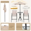 image:imageGiantex 4Piece Outdoor Bar Set Round High Top Bar Table with 2 Folding Counter Height Chairs amp Umbrella Patio Bistro Table Set with Tempered Glass Top for Garden Porch Poolside Beige