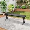 image:imageGiantex 54 Outdoor Bench Metal Garden Bench with Slatted Seat XShaped Legs HeavyDuty Patio Backless Loveseat Load 800 LBS 2Person Park Bench for Lawn Yard Porch Black2