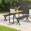 image:imageGiantex 54 Outdoor Bench Metal Garden Bench with Slatted Seat XShaped Legs HeavyDuty Patio Backless Loveseat Load 800 LBS 2Person Park Bench for Lawn Yard Porch Black2