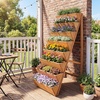 image:imageGiantex 5Tier Wooden Vertical Raised Garden Bed with Legs Set 2 Tiered Plant Box for Herbs Garden Vegetables Fruits Indoor Outdoor Freestanding Planter Stand Flower Rack for Patio Balcony amp Yard1