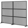 image:imageGiantex 72H x 48W Metal Privacy Screen 2 Panels Freestanding Outdoor Privacy Fence Panel with Stable Legs Decorative Metal Screen Divider for Patio Balcony Garden Starburst PatternBlackMesh