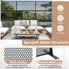 image:imageGiantex 72H x 48W Metal Privacy Screen 2 Panels Freestanding Outdoor Privacy Fence Panel with Stable Legs Decorative Metal Screen Divider for Patio Balcony Garden Starburst PatternBlackMesh