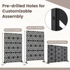 image:imageGiantex 72H x 48W Metal Privacy Screen 2 Panels Freestanding Outdoor Privacy Fence Panel with Stable Legs Decorative Metal Screen Divider for Patio Balcony Garden Starburst PatternBlackStarburst