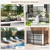 image:imageGiantex 72H x 48W Metal Privacy Screen 2 Panels Freestanding Outdoor Privacy Fence Panel with Stable Legs Decorative Metal Screen Divider for Patio Balcony Garden Starburst PatternBlackMesh
