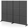 image:imageGiantex 72H x 48W Metal Privacy Screen 2 Panels Freestanding Outdoor Privacy Fence Panel with Stable Legs Decorative Metal Screen Divider for Patio Balcony Garden Starburst PatternBlackLouver