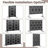 image:imageGiantex 72H x 48W Metal Privacy Screen 2 Panels Freestanding Outdoor Privacy Fence Panel with Stable Legs Decorative Metal Screen Divider for Patio Balcony Garden Starburst PatternBlackStarburst