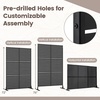 image:imageGiantex 72H x 48W Metal Privacy Screen 2 Panels Freestanding Outdoor Privacy Fence Panel with Stable Legs Decorative Metal Screen Divider for Patio Balcony Garden Starburst PatternBlackLouver