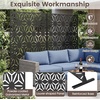 image:imageGiantex 72H x 48W Metal Privacy Screen 2 Panels Freestanding Outdoor Privacy Fence Panel with Stable Legs Decorative Metal Screen Divider for Patio Balcony Garden Starburst PatternBlackStarburst