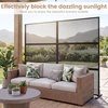 image:imageGiantex 72H x 48W Metal Privacy Screen 2 Panels Freestanding Outdoor Privacy Fence Panel with Stable Legs Decorative Metal Screen Divider for Patio Balcony Garden Starburst PatternBlackMesh