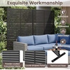 image:imageGiantex 72H x 48W Metal Privacy Screen 2 Panels Freestanding Outdoor Privacy Fence Panel with Stable Legs Decorative Metal Screen Divider for Patio Balcony Garden Starburst PatternBlackLouver