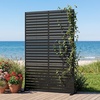 image:imageGiantex 72H x 48W Metal Privacy Screen 2 Panels Freestanding Outdoor Privacy Fence Panel with Stable Legs Decorative Metal Screen Divider for Patio Balcony Garden Starburst PatternBlackLouver