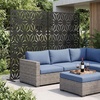 image:imageGiantex 72H x 48W Metal Privacy Screen 2 Panels Freestanding Outdoor Privacy Fence Panel with Stable Legs Decorative Metal Screen Divider for Patio Balcony Garden Starburst PatternBlackStarburst