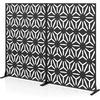 image:imageGiantex 72H x 48W Metal Privacy Screen 2 Panels Freestanding Outdoor Privacy Fence Panel with Stable Legs Decorative Metal Screen Divider for Patio Balcony Garden Starburst PatternBlackStarburst