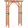 image:imageGiantex 85 Garden Arch Trellis Wood Garden Arbor with Flat Top for Climbing Plants Roses amp Vines Outdoor Wooden Wedding Arch for Ceremony Backyard Lawn Patio Garden Entrance DecorationWalnut Brown
