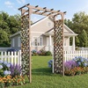 image:imageGiantex 85 Garden Arch Trellis Wood Garden Arbor with Flat Top for Climbing Plants Roses amp Vines Outdoor Wooden Wedding Arch for Ceremony Backyard Lawn Patio Garden Entrance DecorationDark Brown