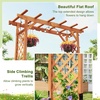 image:imageGiantex 85 Garden Arch Trellis Wood Garden Arbor with Flat Top for Climbing Plants Roses amp Vines Outdoor Wooden Wedding Arch for Ceremony Backyard Lawn Patio Garden Entrance DecorationWalnut Brown