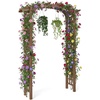 image:imageGiantex 85 Garden Arch Trellis Wood Garden Arbor with Flat Top for Climbing Plants Roses amp Vines Outdoor Wooden Wedding Arch for Ceremony Backyard Lawn Patio Garden Entrance DecorationDark Brown
