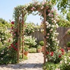 image:imageGiantex 85 Garden Arch Trellis Wood Garden Arbor with Flat Top for Climbing Plants Roses amp Vines Outdoor Wooden Wedding Arch for Ceremony Backyard Lawn Patio Garden Entrance DecorationDark Brown