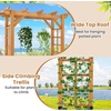 image:imageGiantex 85 Garden Arch Trellis Wood Garden Arbor with Flat Top for Climbing Plants Roses amp Vines Outdoor Wooden Wedding Arch for Ceremony Backyard Lawn Patio Garden Entrance DecorationHoney Brown