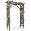 image:imageGiantex 85 Garden Arch Trellis Wood Garden Arbor with Flat Top for Climbing Plants Roses amp Vines Outdoor Wooden Wedding Arch for Ceremony Backyard Lawn Patio Garden Entrance DecorationDark Brown
