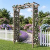 image:imageGiantex 85 Garden Arch Trellis Wood Garden Arbor with Flat Top for Climbing Plants Roses amp Vines Outdoor Wooden Wedding Arch for Ceremony Backyard Lawn Patio Garden Entrance DecorationDark Brown