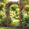 image:imageGiantex 85 Garden Arch Trellis Wood Garden Arbor with Flat Top for Climbing Plants Roses amp Vines Outdoor Wooden Wedding Arch for Ceremony Backyard Lawn Patio Garden Entrance DecorationDark Brown