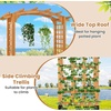 image:imageGiantex 85 Garden Arch Trellis Wood Garden Arbor with Flat Top for Climbing Plants Roses amp Vines Outdoor Wooden Wedding Arch for Ceremony Backyard Lawn Patio Garden Entrance DecorationHoney Brown