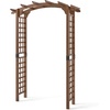 image:imageGiantex 85 Garden Arch Trellis Wood Garden Arbor with Flat Top for Climbing Plants Roses amp Vines Outdoor Wooden Wedding Arch for Ceremony Backyard Lawn Patio Garden Entrance DecorationDark Brown