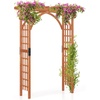 image:imageGiantex 85 Garden Arch Trellis Wood Garden Arbor with Flat Top for Climbing Plants Roses amp Vines Outdoor Wooden Wedding Arch for Ceremony Backyard Lawn Patio Garden Entrance DecorationWalnut Brown