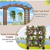 image:imageGiantex 85 Garden Arch Trellis Wood Garden Arbor with Flat Top for Climbing Plants Roses amp Vines Outdoor Wooden Wedding Arch for Ceremony Backyard Lawn Patio Garden Entrance DecorationDark Brown