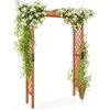 image:imageGiantex 85 Garden Arch Trellis Wood Garden Arbor with Flat Top for Climbing Plants Roses amp Vines Outdoor Wooden Wedding Arch for Ceremony Backyard Lawn Patio Garden Entrance DecorationWalnut Brown