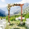 image:imageGiantex 85 Garden Arch Trellis Wood Garden Arbor with Flat Top for Climbing Plants Roses amp Vines Outdoor Wooden Wedding Arch for Ceremony Backyard Lawn Patio Garden Entrance DecorationWalnut Brown