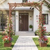 image:imageGiantex 87in Tall Wooden Garden Arbor with Planter Boxes amp Hanging Roof Wood Garden Arch Trellis for Climbing Plants Decorative Pergola Archway for Wedding Ceremony Party Backyard Lawn