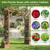 image:imageGiantex 87in Tall Wooden Garden Arbor with Planter Boxes amp Hanging Roof Wood Garden Arch Trellis for Climbing Plants Decorative Pergola Archway for Wedding Ceremony Party Backyard Lawn
