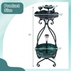 image:imageGiantex Bird Bath with Planter  Solar Lighted Bird Bath for Outside with Bird Feeder Lotus Water Bowl for Bathing Flower Planter with Drainage Holes Standing Birdbath for Garden Yard BronzeGreen