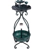 image:imageGiantex Bird Bath with Planter  Solar Lighted Bird Bath for Outside with Bird Feeder Lotus Water Bowl for Bathing Flower Planter with Drainage Holes Standing Birdbath for Garden Yard BronzeGreen