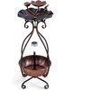 image:imageGiantex Bird Bath with Planter  Solar Lighted Bird Bath for Outside with Bird Feeder Lotus Water Bowl for Bathing Flower Planter with Drainage Holes Standing Birdbath for Garden Yard BronzeBronze