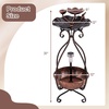 image:imageGiantex Bird Bath with Planter  Solar Lighted Bird Bath for Outside with Bird Feeder Lotus Water Bowl for Bathing Flower Planter with Drainage Holes Standing Birdbath for Garden Yard BronzeBronze