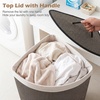 image:imageGiantex Corner Laundry Hamper with Lid 15 Gal Bamboo Laundry Basket with Removable Liner amp Portable Handle Triangle Clothes Hamper for Small Spaces Bedroom Bathroom Laundry Living RoomDark Taupe