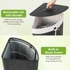image:imageGiantex Corner Laundry Hamper with Lid 15 Gal Bamboo Laundry Basket with Removable Liner amp Portable Handle Triangle Clothes Hamper for Small Spaces Bedroom Bathroom Laundry Living RoomBlack