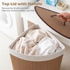 image:imageGiantex Corner Laundry Hamper with Lid 15 Gal Bamboo Laundry Basket with Removable Liner amp Portable Handle Triangle Clothes Hamper for Small Spaces Bedroom Bathroom Laundry Living RoomKhaki