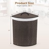 image:imageGiantex Corner Laundry Hamper with Lid 15 Gal Bamboo Laundry Basket with Removable Liner amp Portable Handle Triangle Clothes Hamper for Small Spaces Bedroom Bathroom Laundry Living RoomDark Taupe
