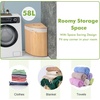 image:imageGiantex Corner Laundry Hamper with Lid 15 Gal Bamboo Laundry Basket with Removable Liner amp Portable Handle Triangle Clothes Hamper for Small Spaces Bedroom Bathroom Laundry Living RoomNatural