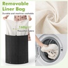 image:imageGiantex Corner Laundry Hamper with Lid 15 Gal Bamboo Laundry Basket with Removable Liner amp Portable Handle Triangle Clothes Hamper for Small Spaces Bedroom Bathroom Laundry Living RoomBlack