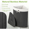 image:imageGiantex Corner Laundry Hamper with Lid 15 Gal Bamboo Laundry Basket with Removable Liner amp Portable Handle Triangle Clothes Hamper for Small Spaces Bedroom Bathroom Laundry Living RoomBlack