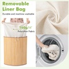 image:imageGiantex Corner Laundry Hamper with Lid 15 Gal Bamboo Laundry Basket with Removable Liner amp Portable Handle Triangle Clothes Hamper for Small Spaces Bedroom Bathroom Laundry Living RoomNatural