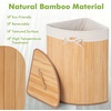 image:imageGiantex Corner Laundry Hamper with Lid 15 Gal Bamboo Laundry Basket with Removable Liner amp Portable Handle Triangle Clothes Hamper for Small Spaces Bedroom Bathroom Laundry Living RoomNatural